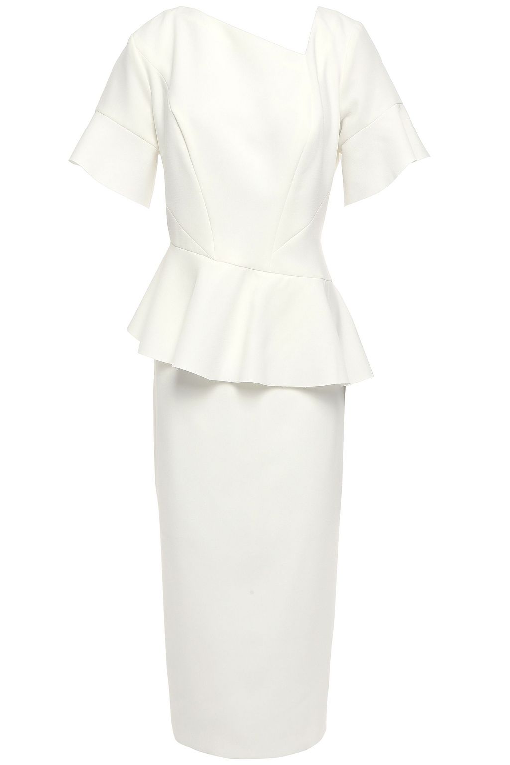 white peplum midi dress