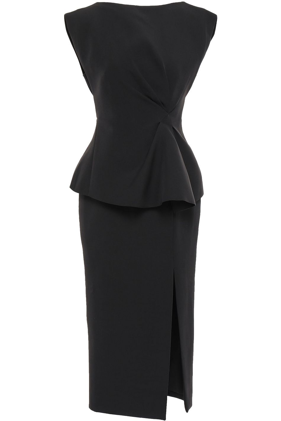 black peplum midi dress