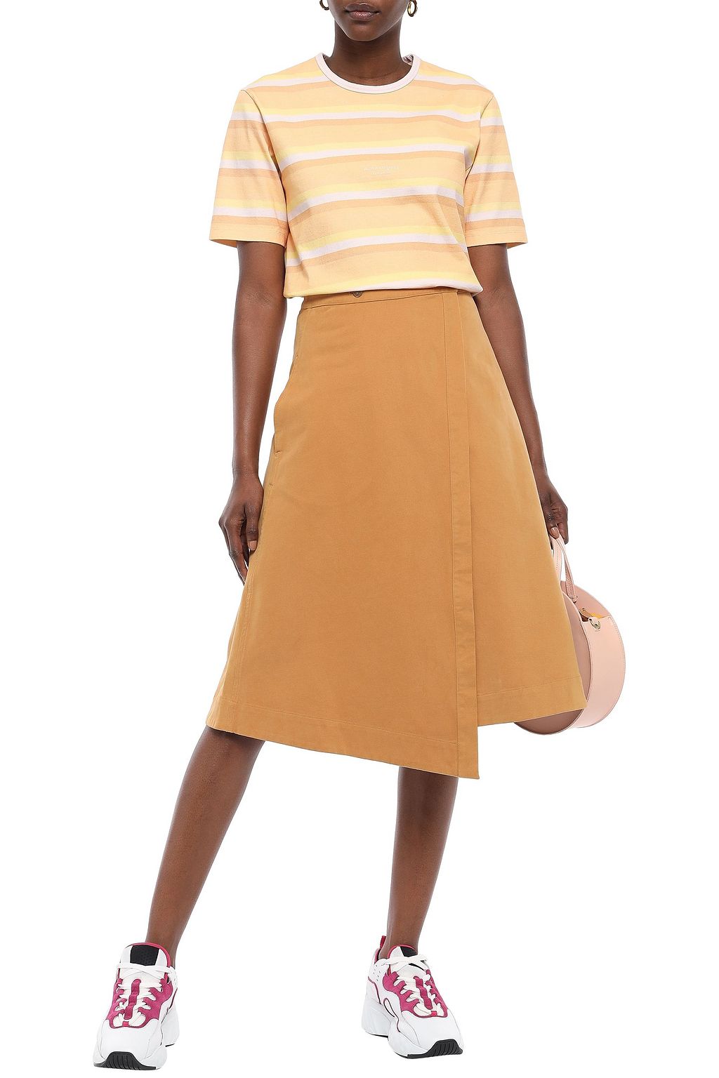 ACNE STUDIOS Washed cotton-blend twill midi wrap skirt