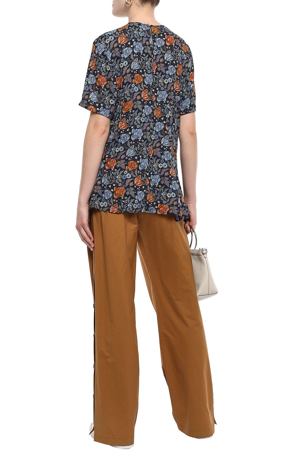 ACNE STUDIOS Pintucked floral-print crepe blouse