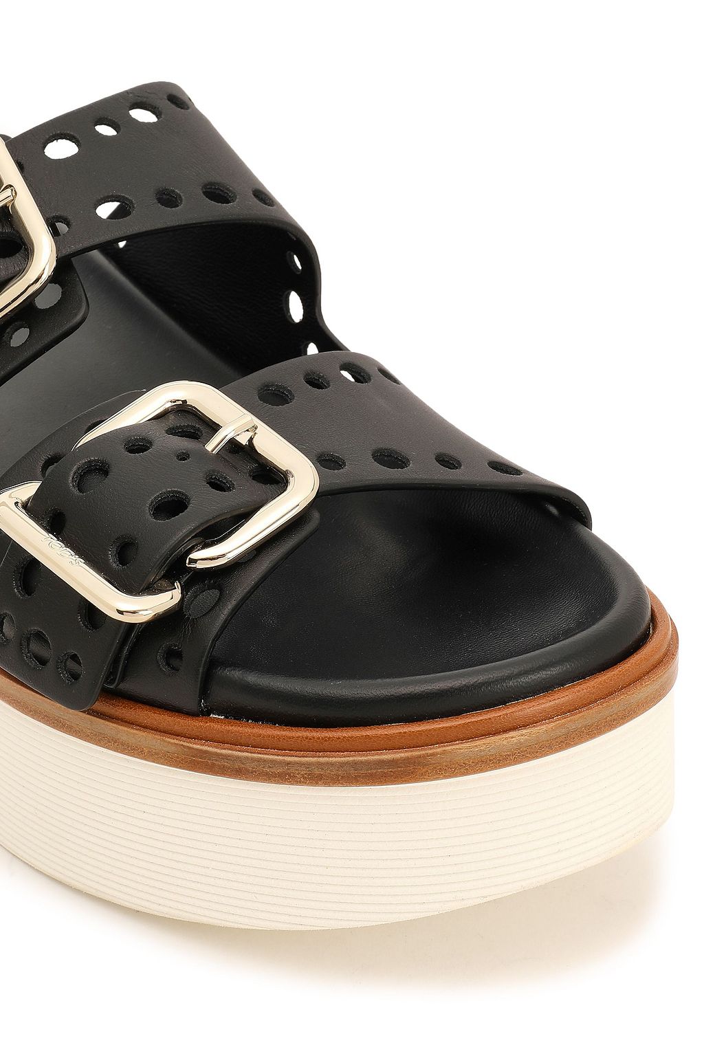 TOD'S Perforated leather platform sandals