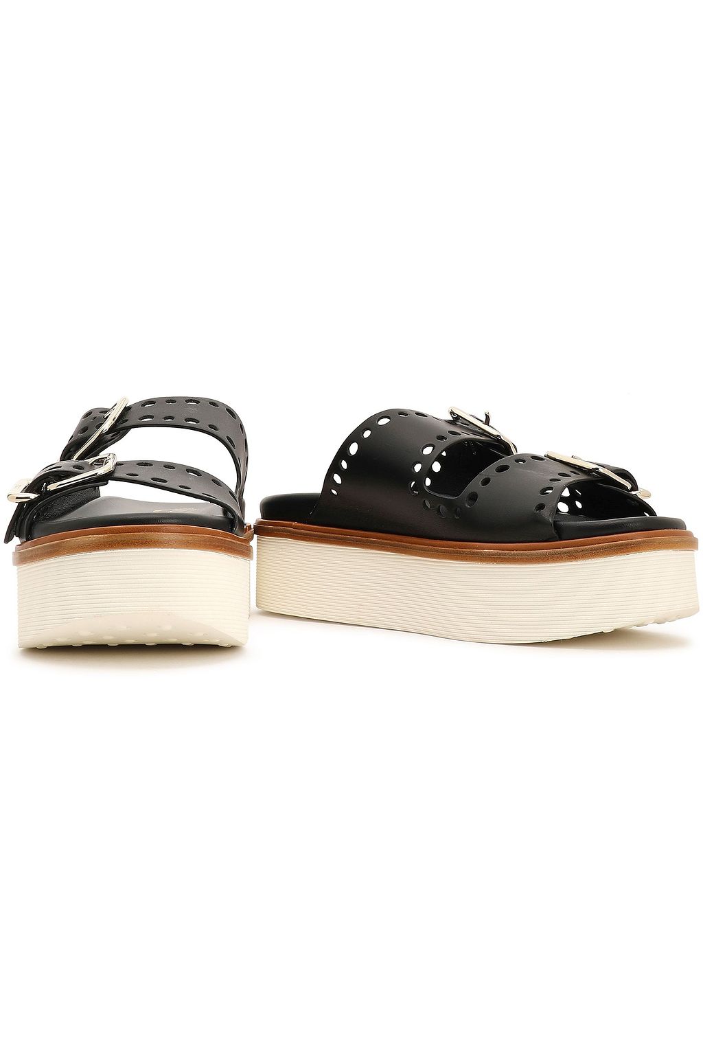 TOD'S Perforated leather platform sandals