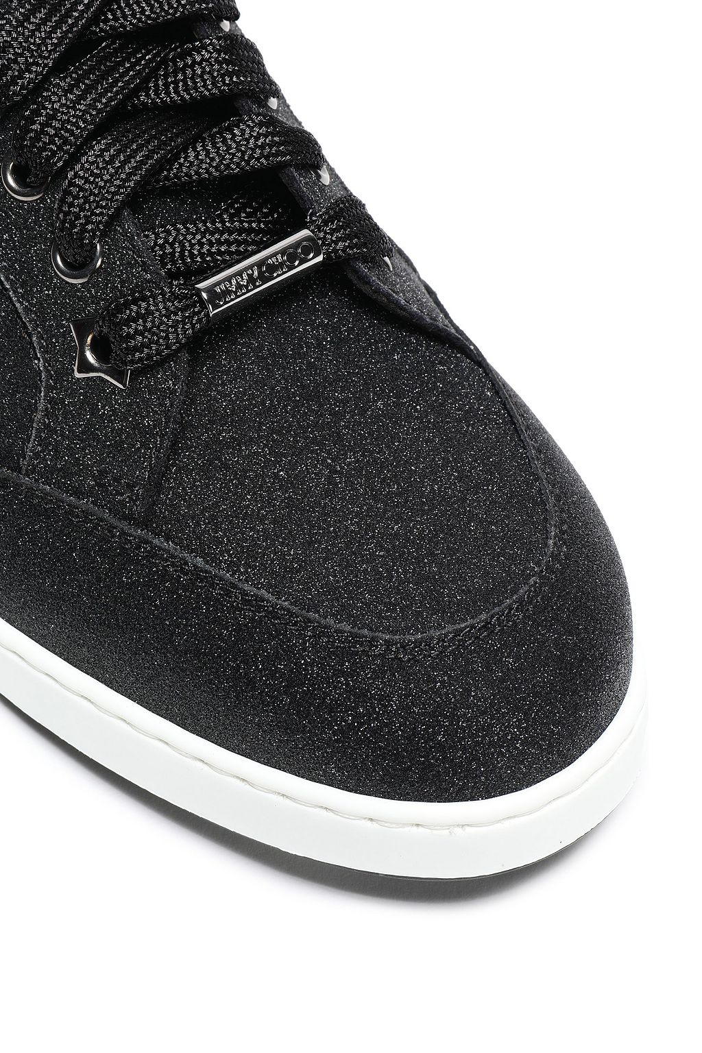 JIMMY CHOO Miami glittered leather sneakers