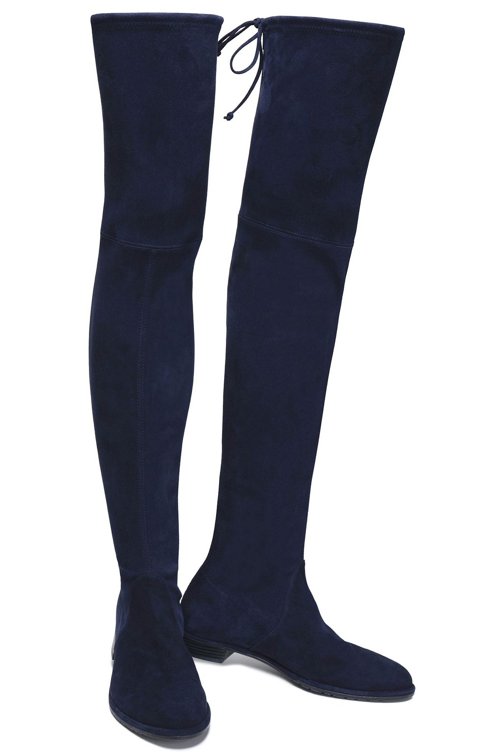 STUART WEITZMAN Bow-detailed stretch-suede thigh boots