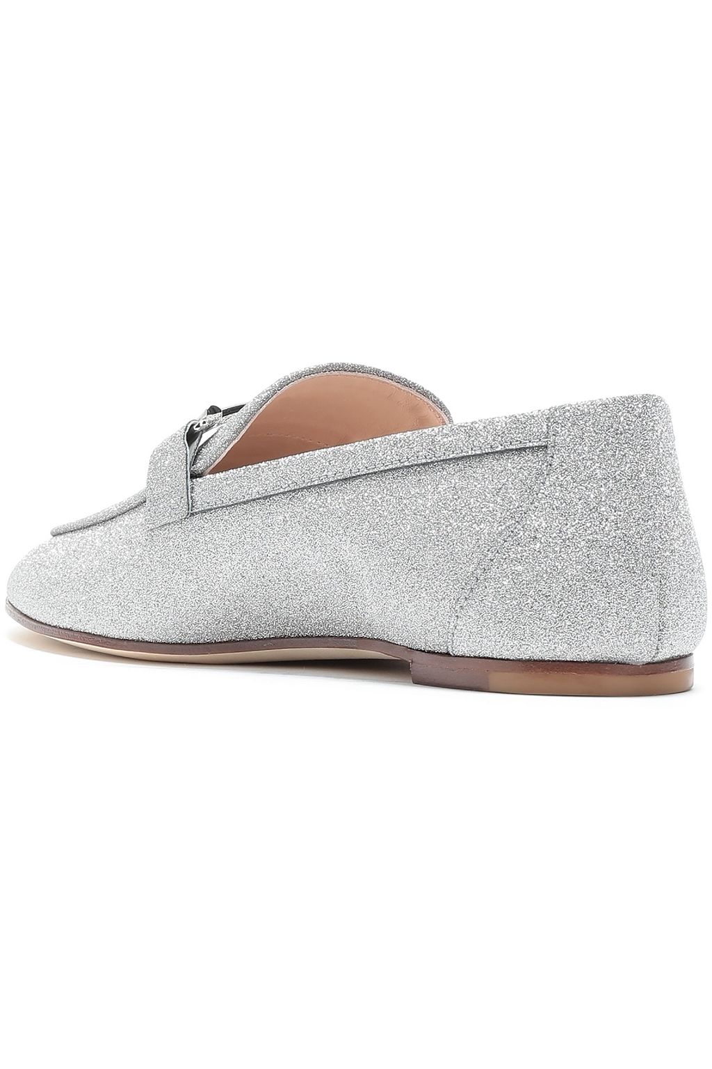 TOD'S Double T glittered leather loafers