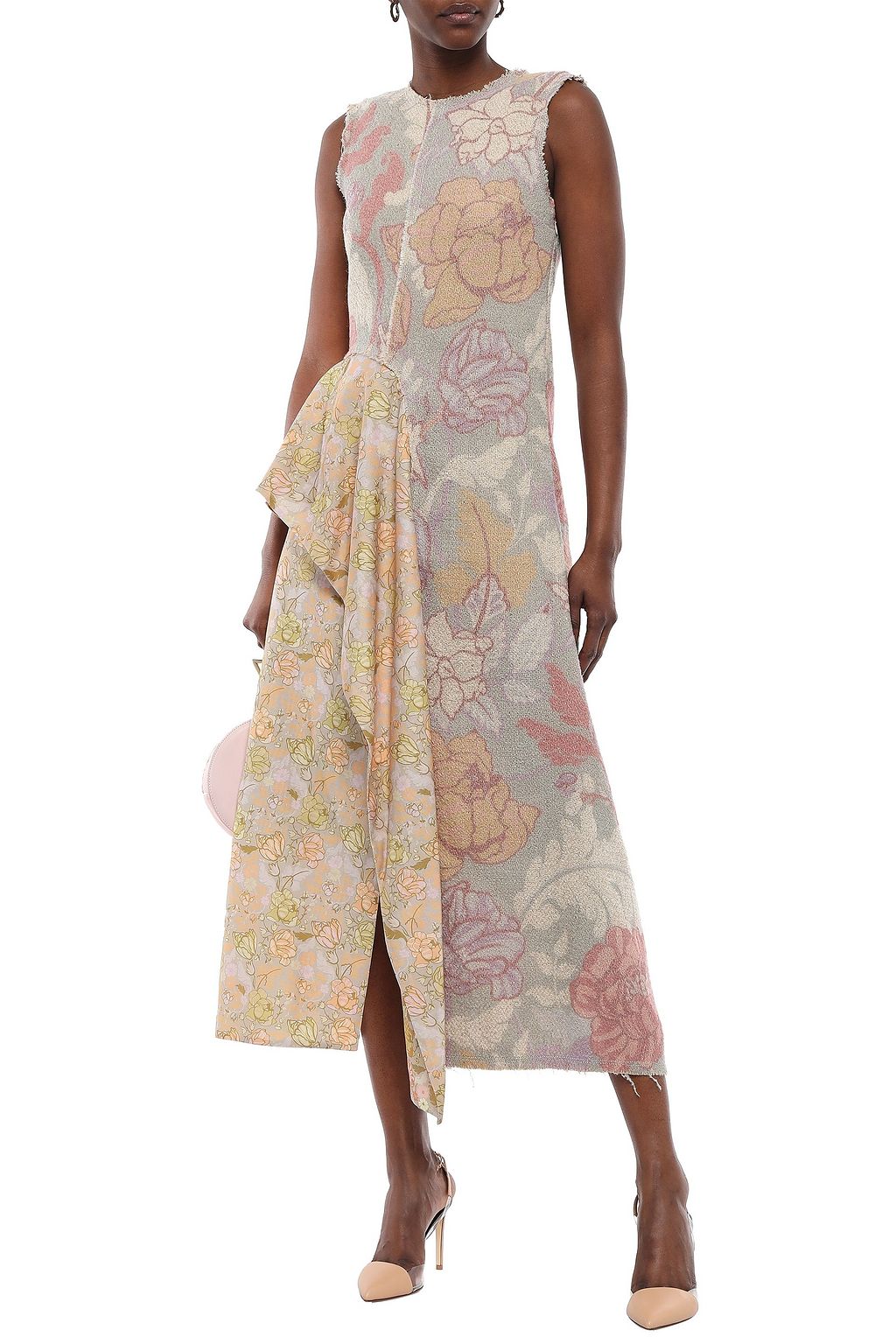 ACNE STUDIOS Draped paneled jute-blend midi dress