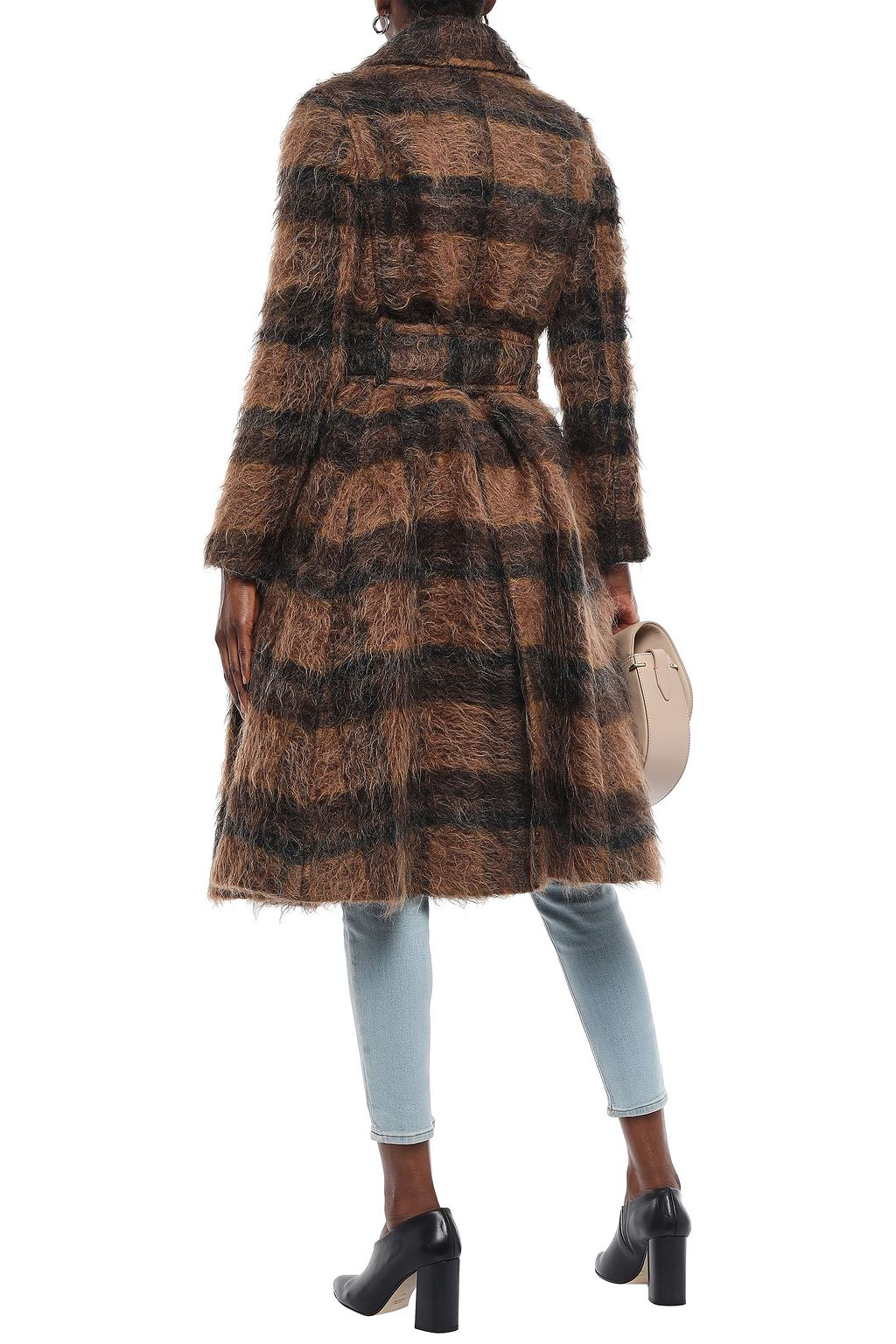 ACNE STUDIOS Belted checked brushed-woven coat