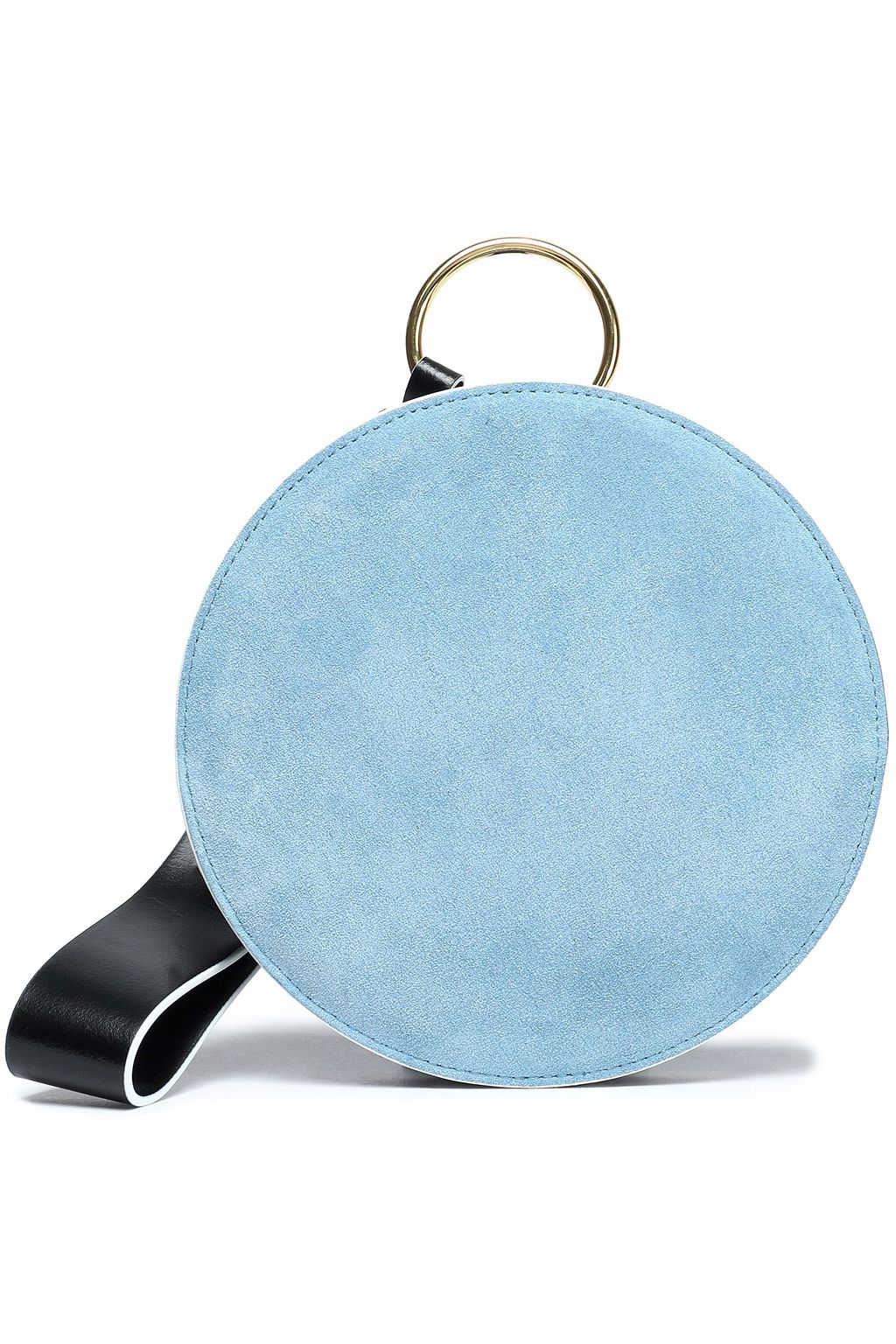 light blue suede clutch bag