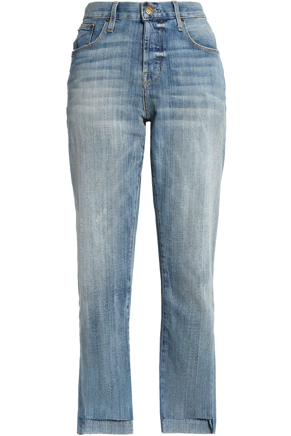 current/elliott - faded mid-rise straight-leg jeans - blue - 24