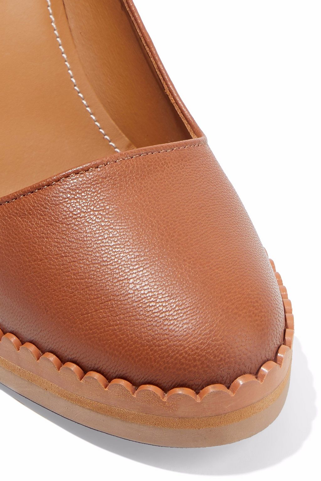 SEE BY CHLOÉ Scalloped textured-leather pumps