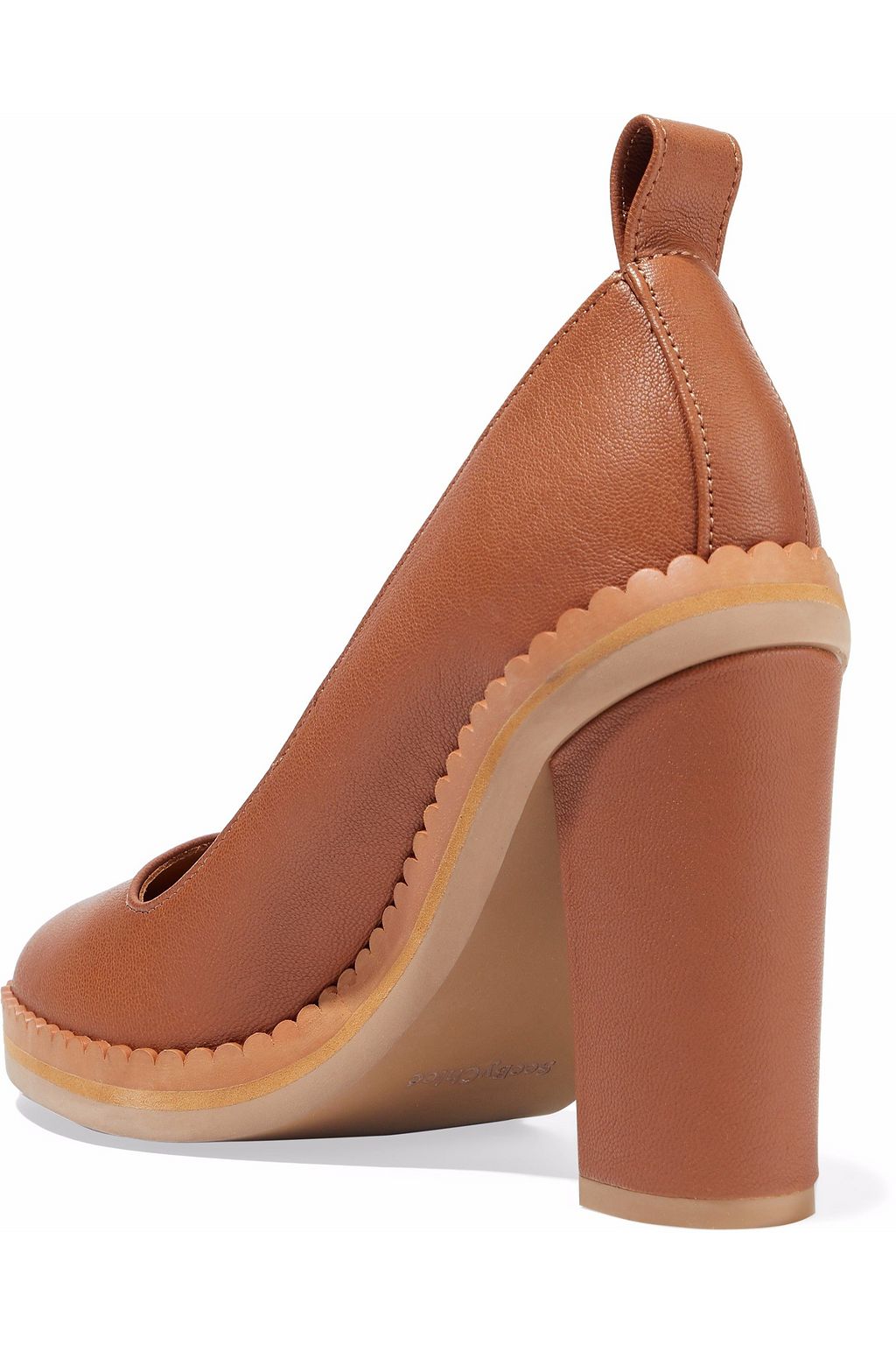 SEE BY CHLOÉ Scalloped textured-leather pumps