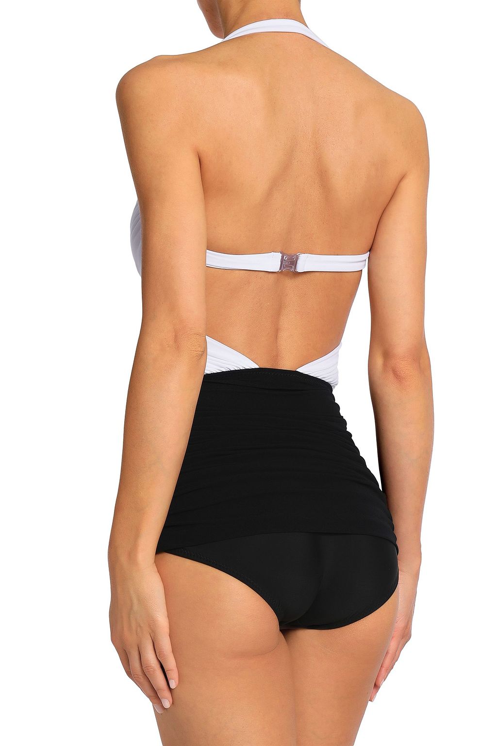 NORMA KAMALI XO Bill Mio ruched two-tone swimsuit