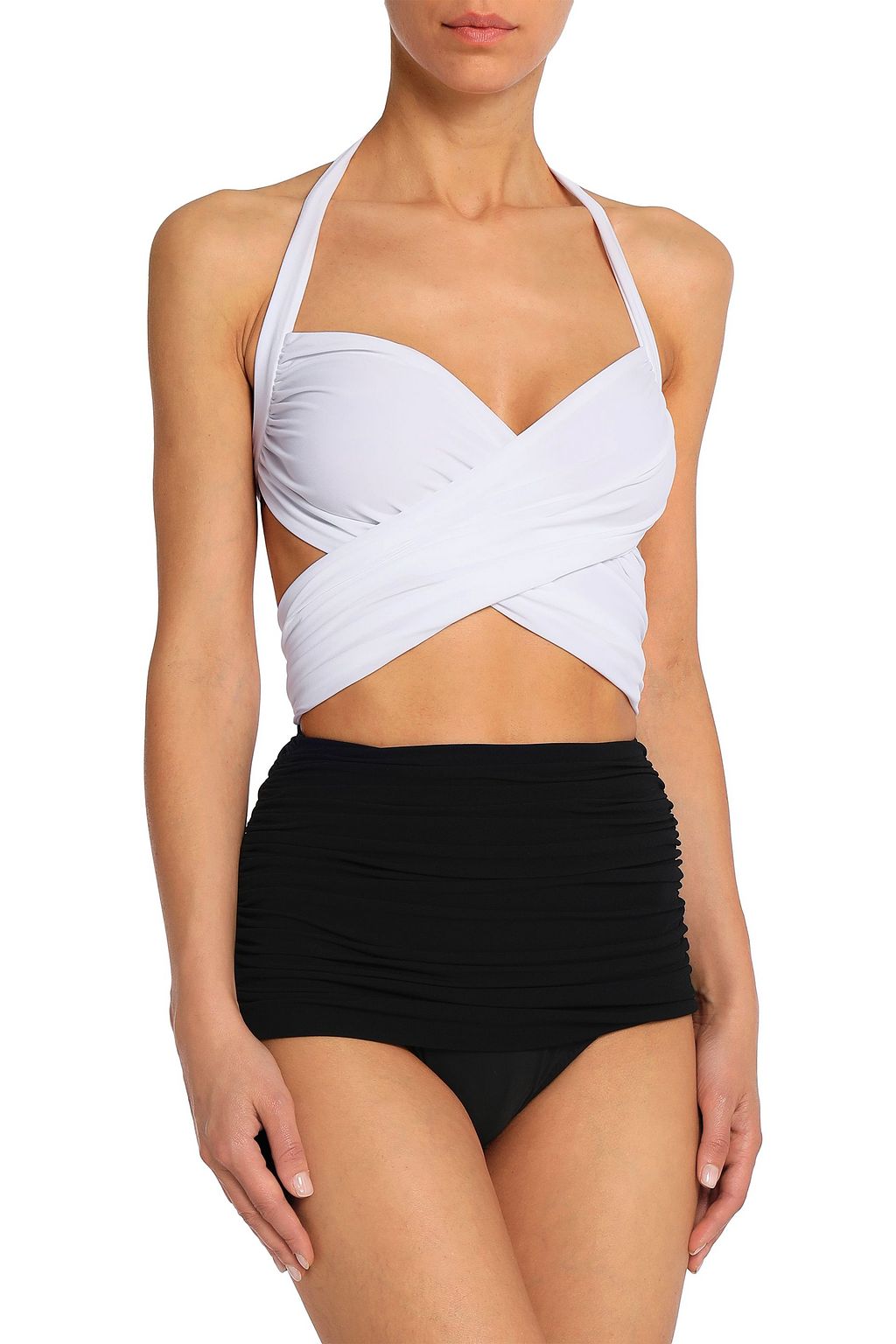 NORMA KAMALI XO Bill Mio ruched two-tone swimsuit