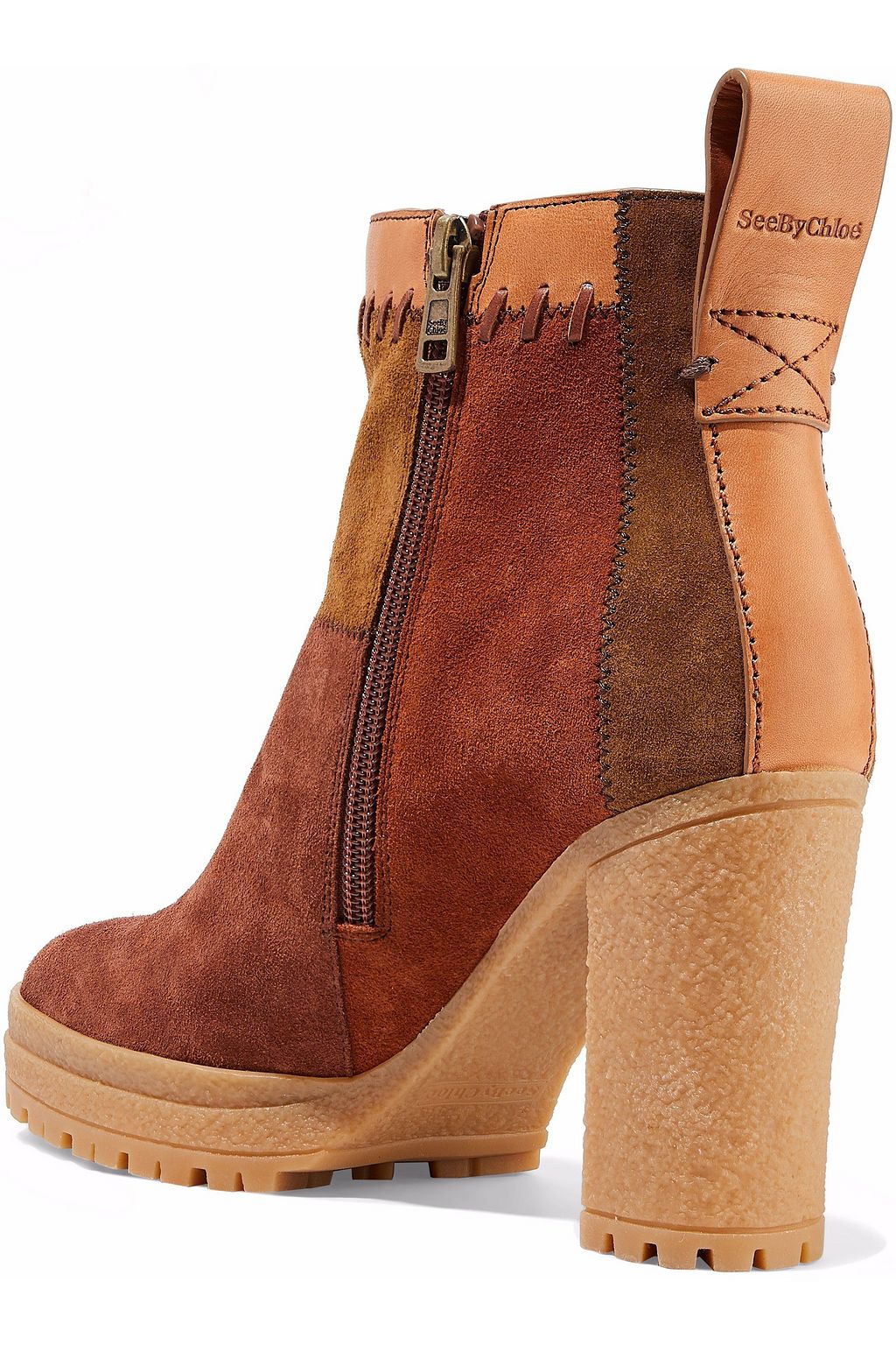 SEE BY CHLOÉ Claudia patchwork nubuck ankle boots