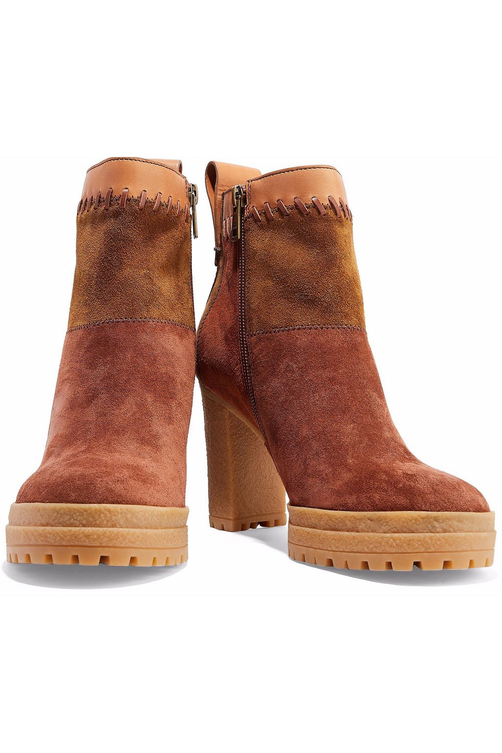 SEE BY CHLOÉ Claudia patchwork nubuck ankle boots