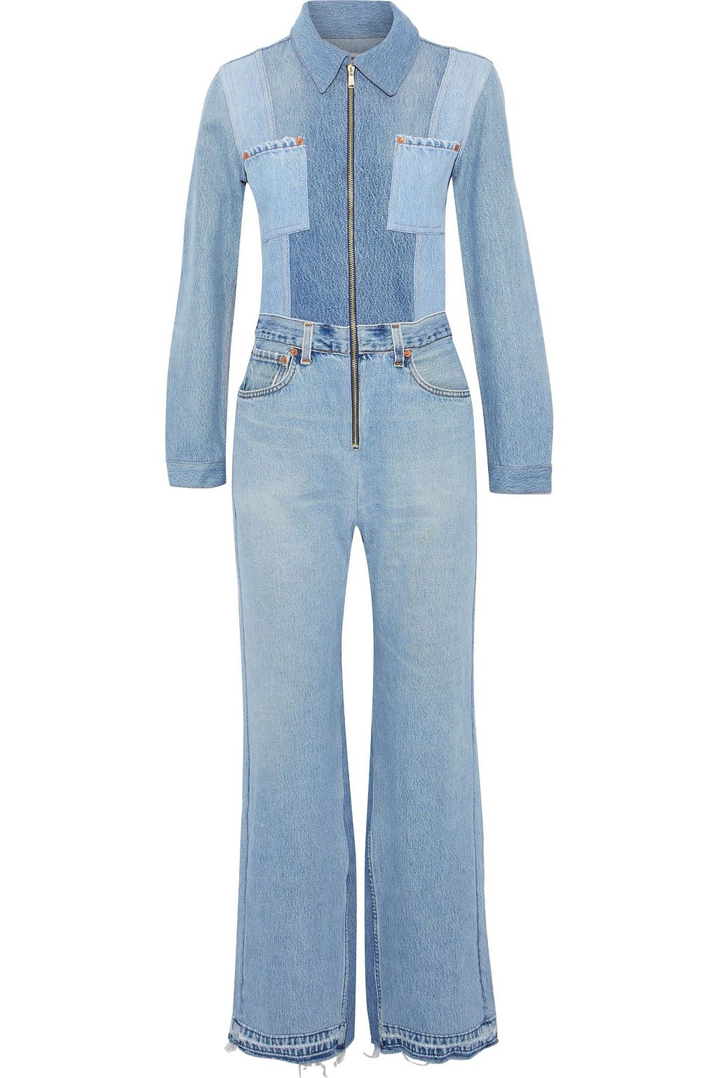 patchwork denim jumpsuit