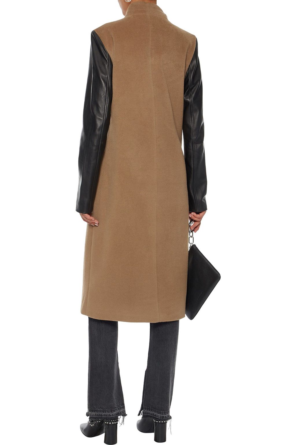 VEDA Cadillac leather-paneled wool-blend coat