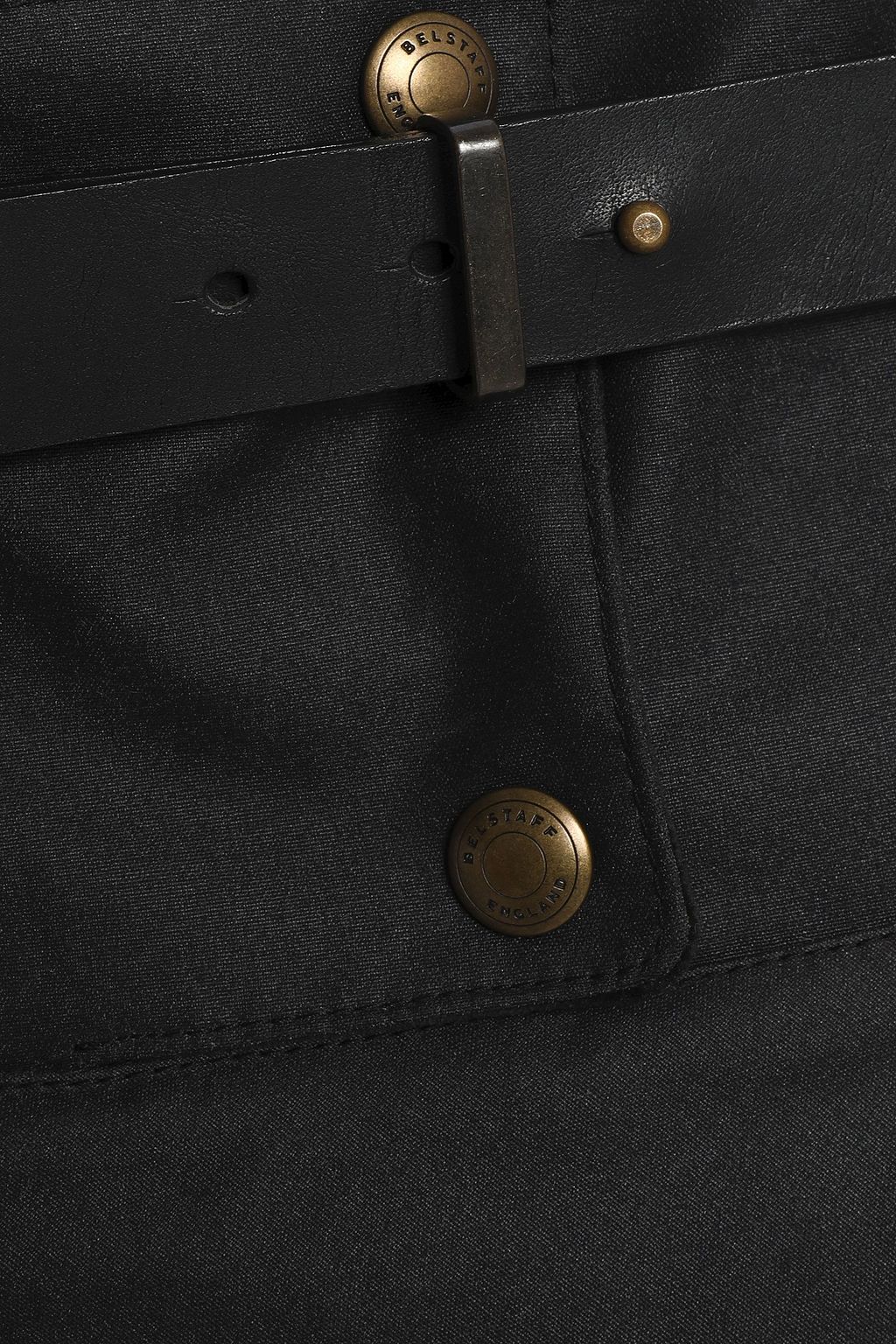 BELSTAFF Button-detailed coated cotton woven mini skirt