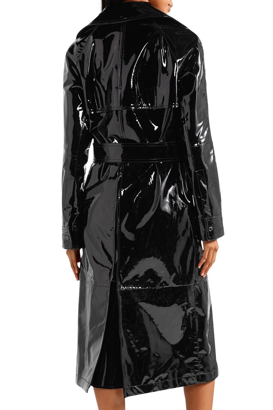 patent leather raincoat with hood