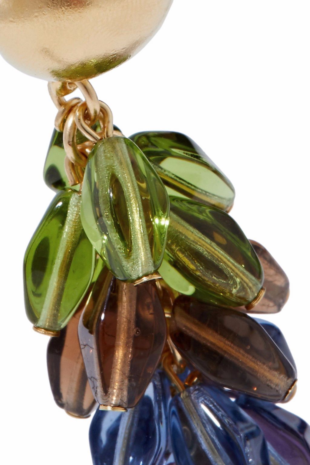 BEN-AMUN Gold-tone multi-stone clip earrings