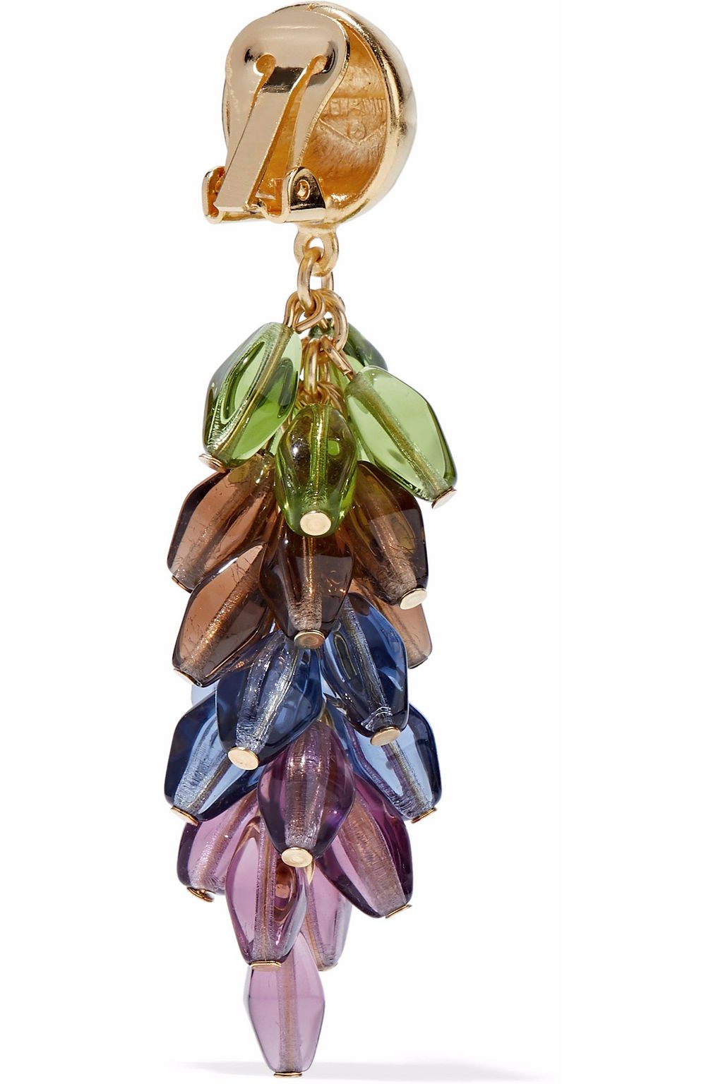 BEN-AMUN Gold-tone multi-stone clip earrings