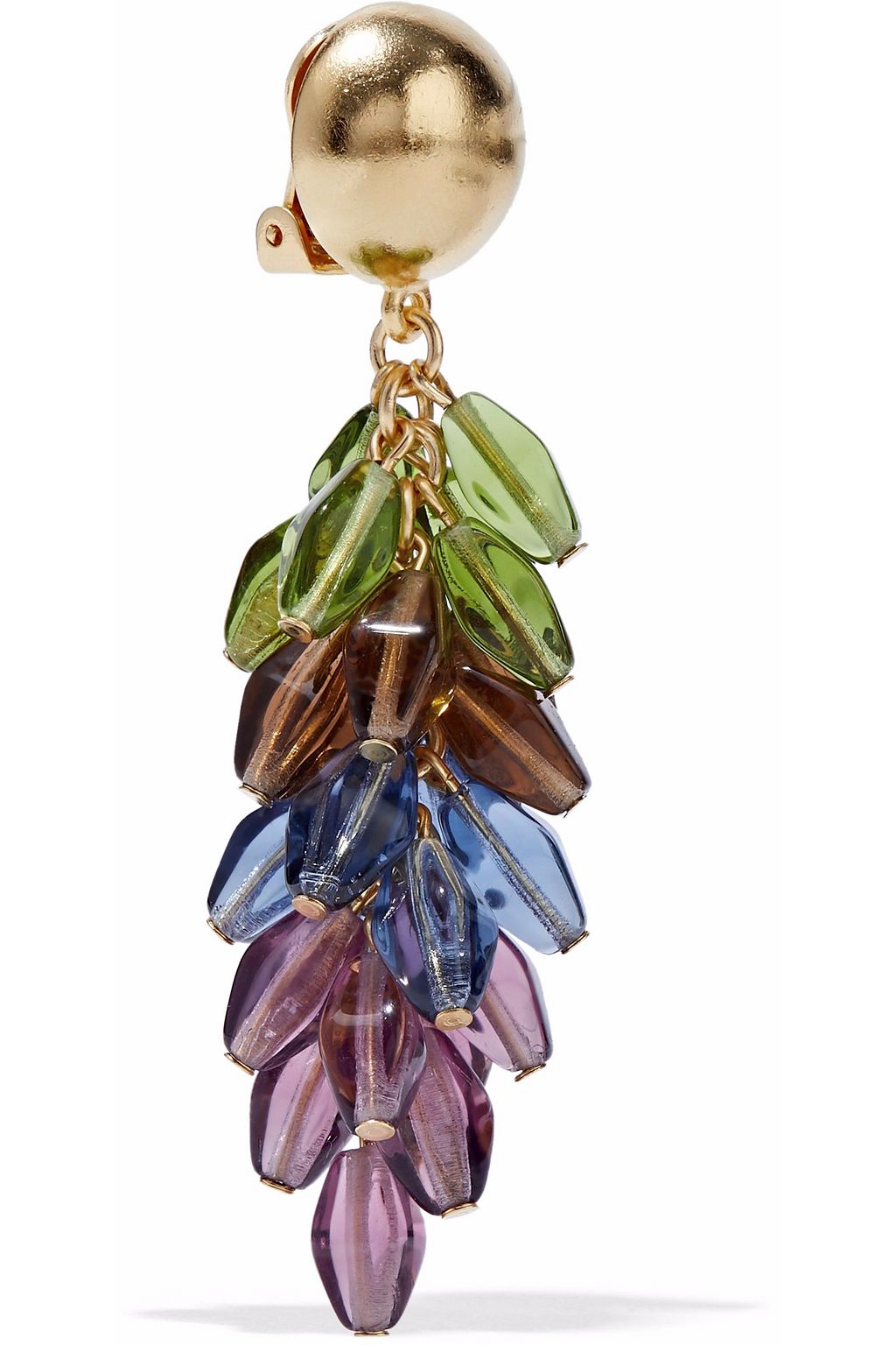 BEN-AMUN Gold-tone multi-stone clip earrings