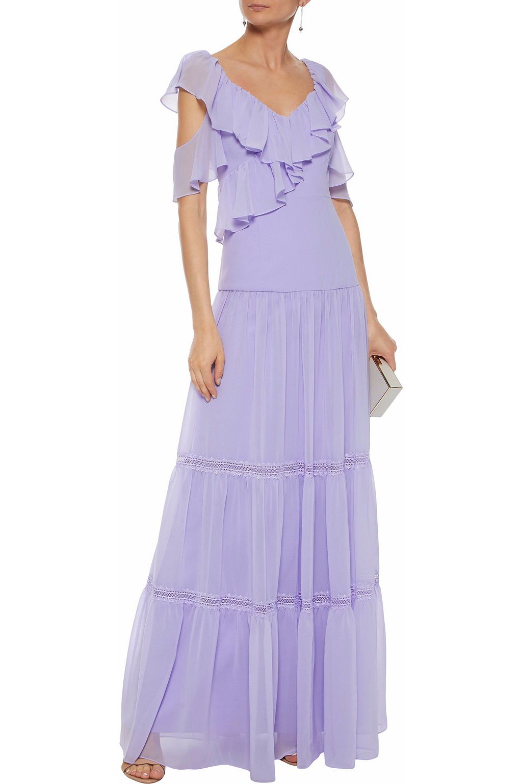 lavender cold shoulder dress