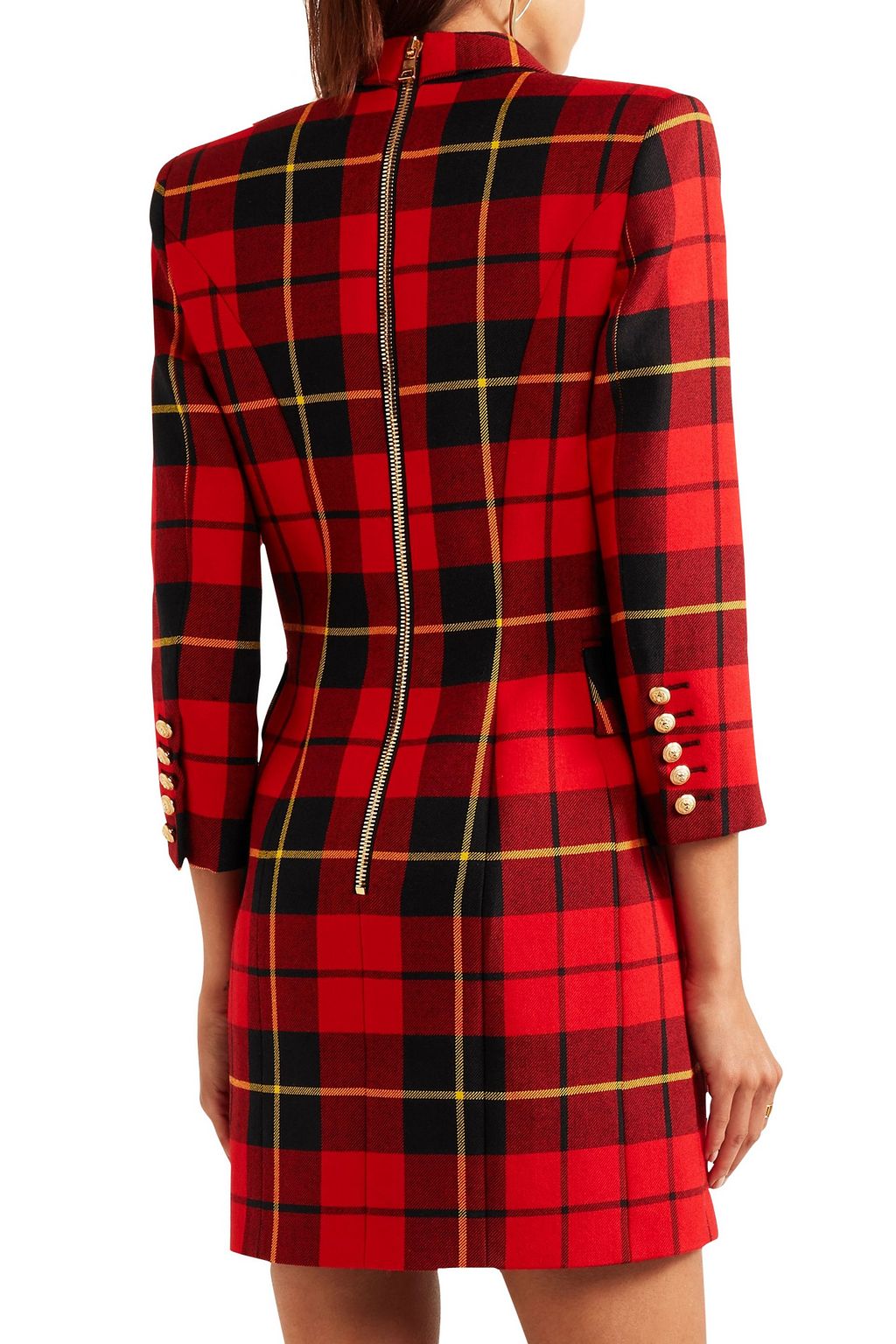 BALMAIN Checked wool mini dress