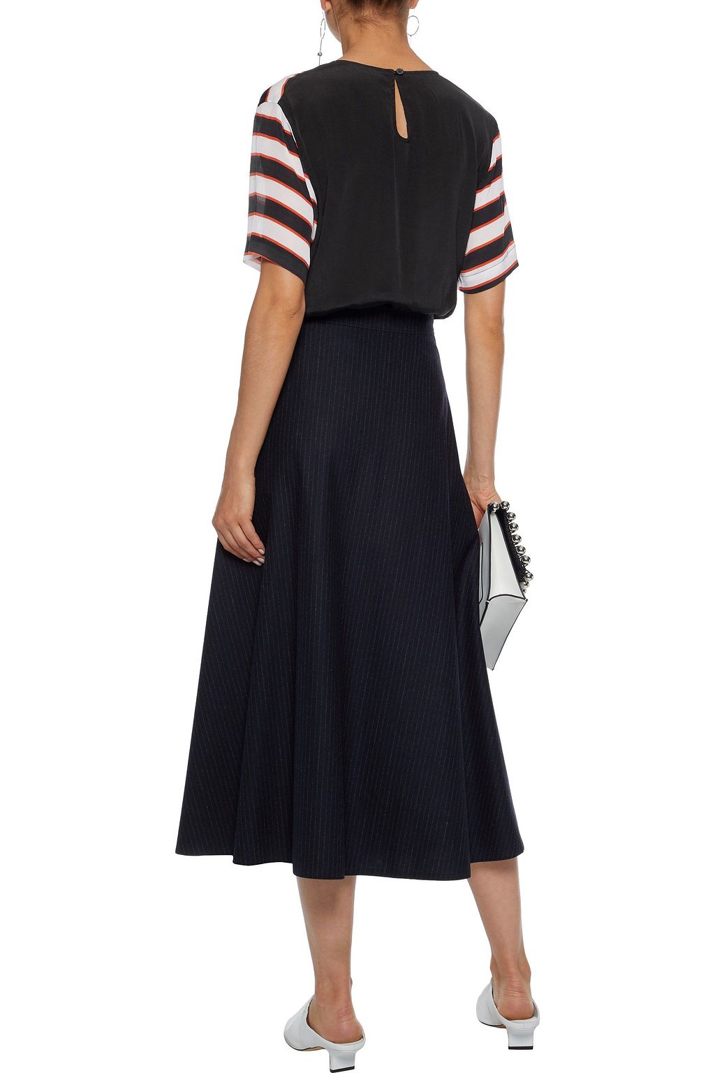 PREEN LINE Isabelle striped crepe de chine T-shirt