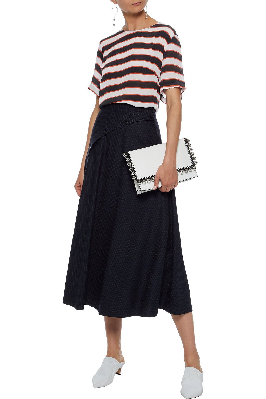 PREEN LINE Isabelle striped crepe de chine T-shirt