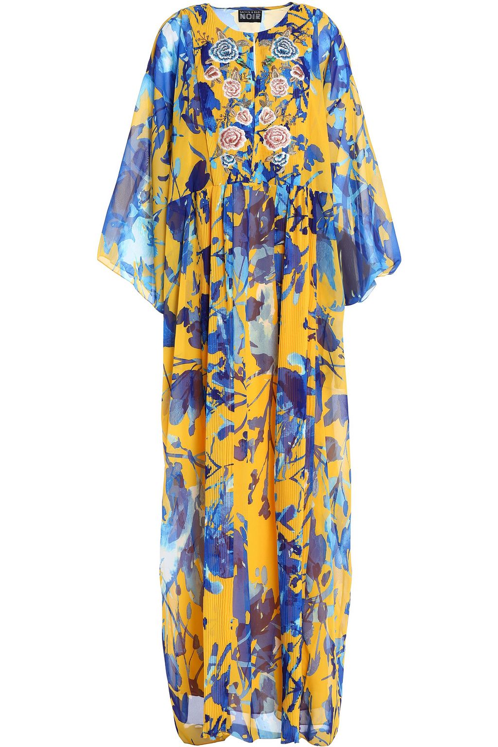yellow embellished maxi dress