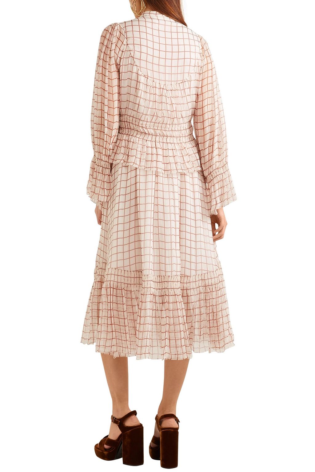 CHLOÉ Printed shirred silk-chiffon midi dress