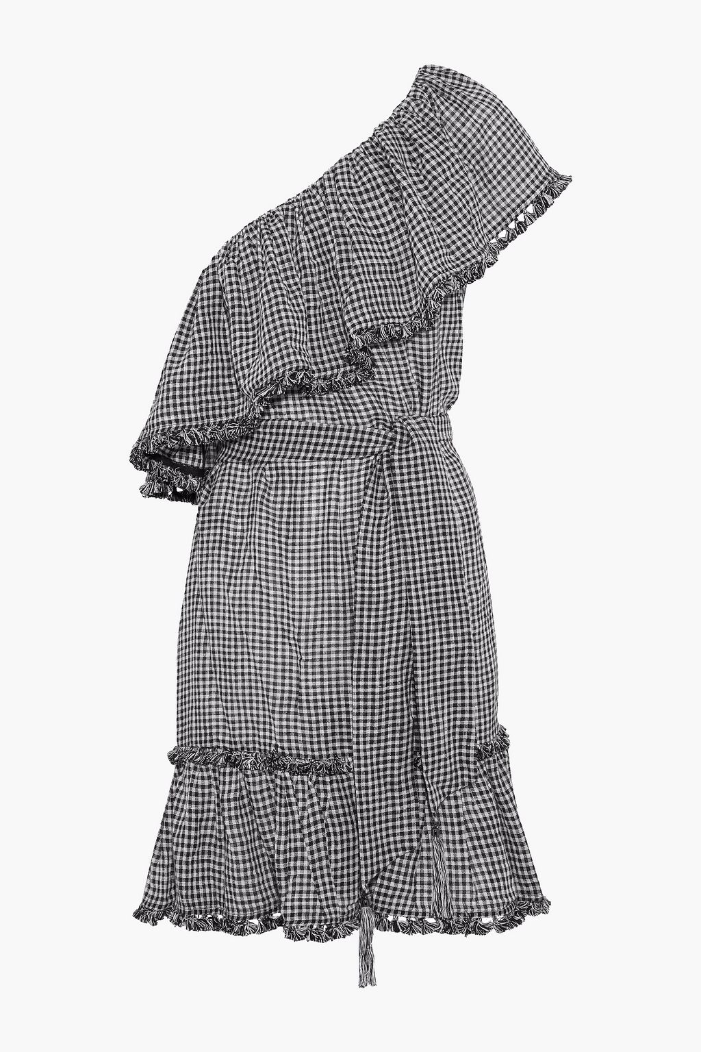gingham one shoulder dress