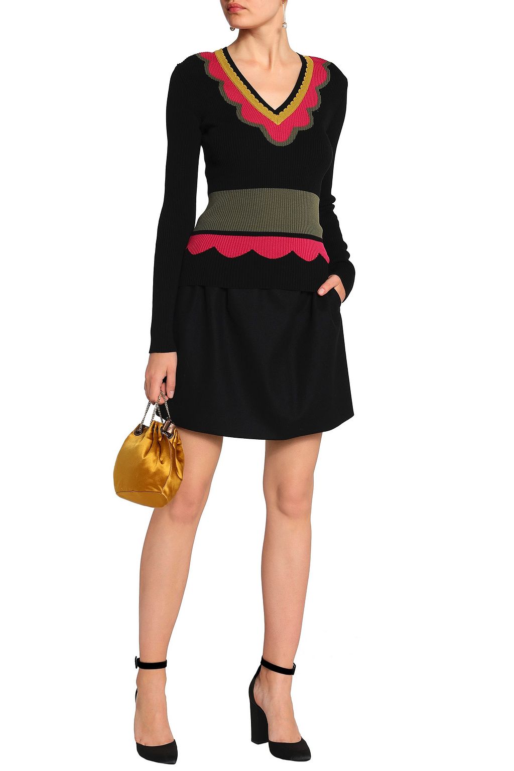 REDVALENTINO Ribbed cotton top