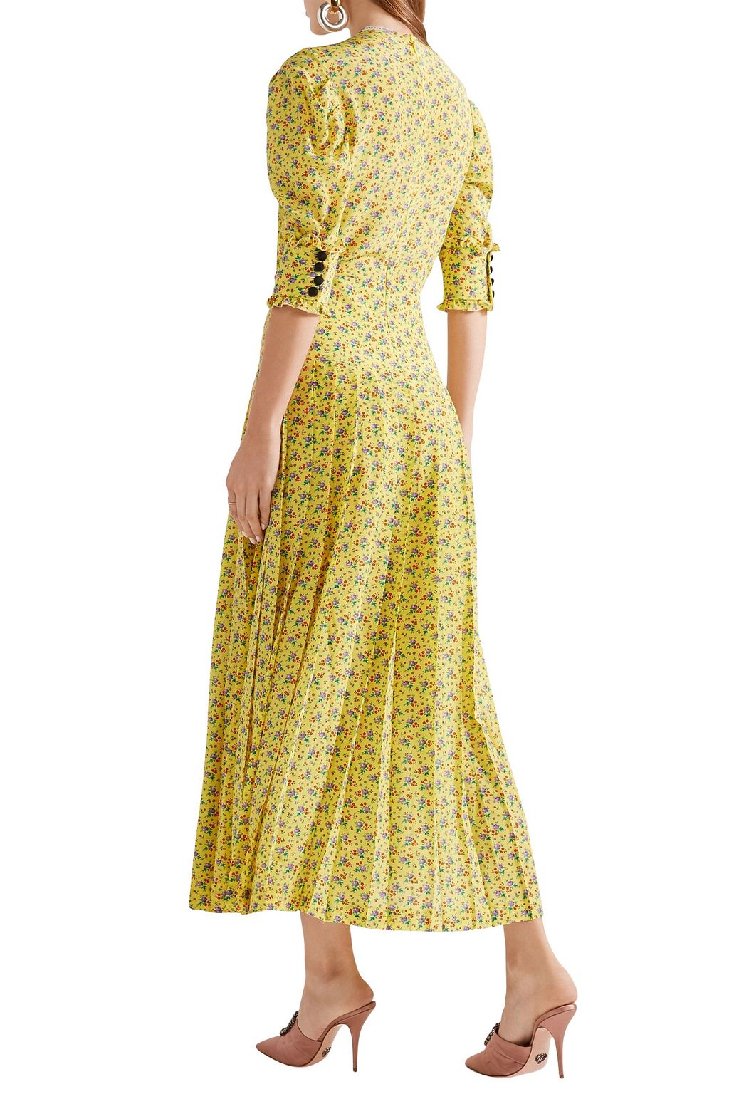 ALESSANDRA RICH Floral-print silk crepe de chine midi dress