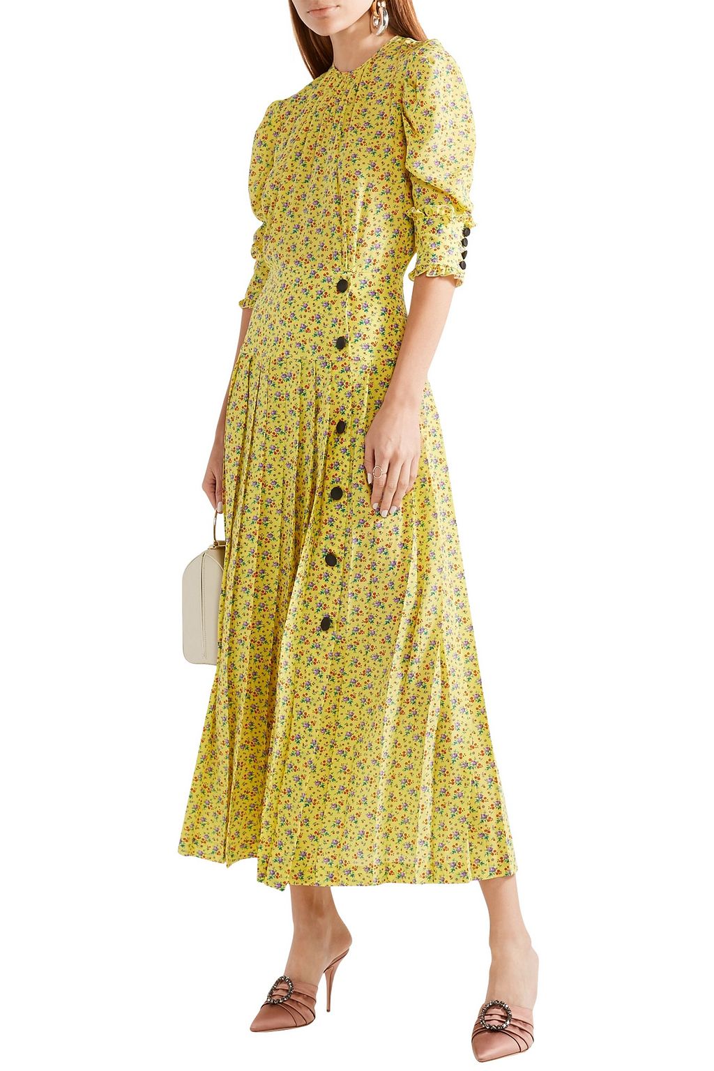 ALESSANDRA RICH Floral-print silk crepe de chine midi dress