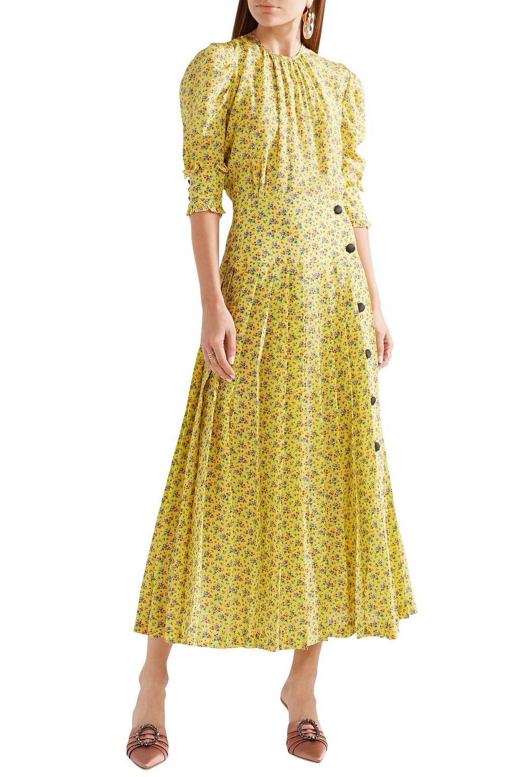 ALESSANDRA RICH Floral-print silk crepe de chine midi dress