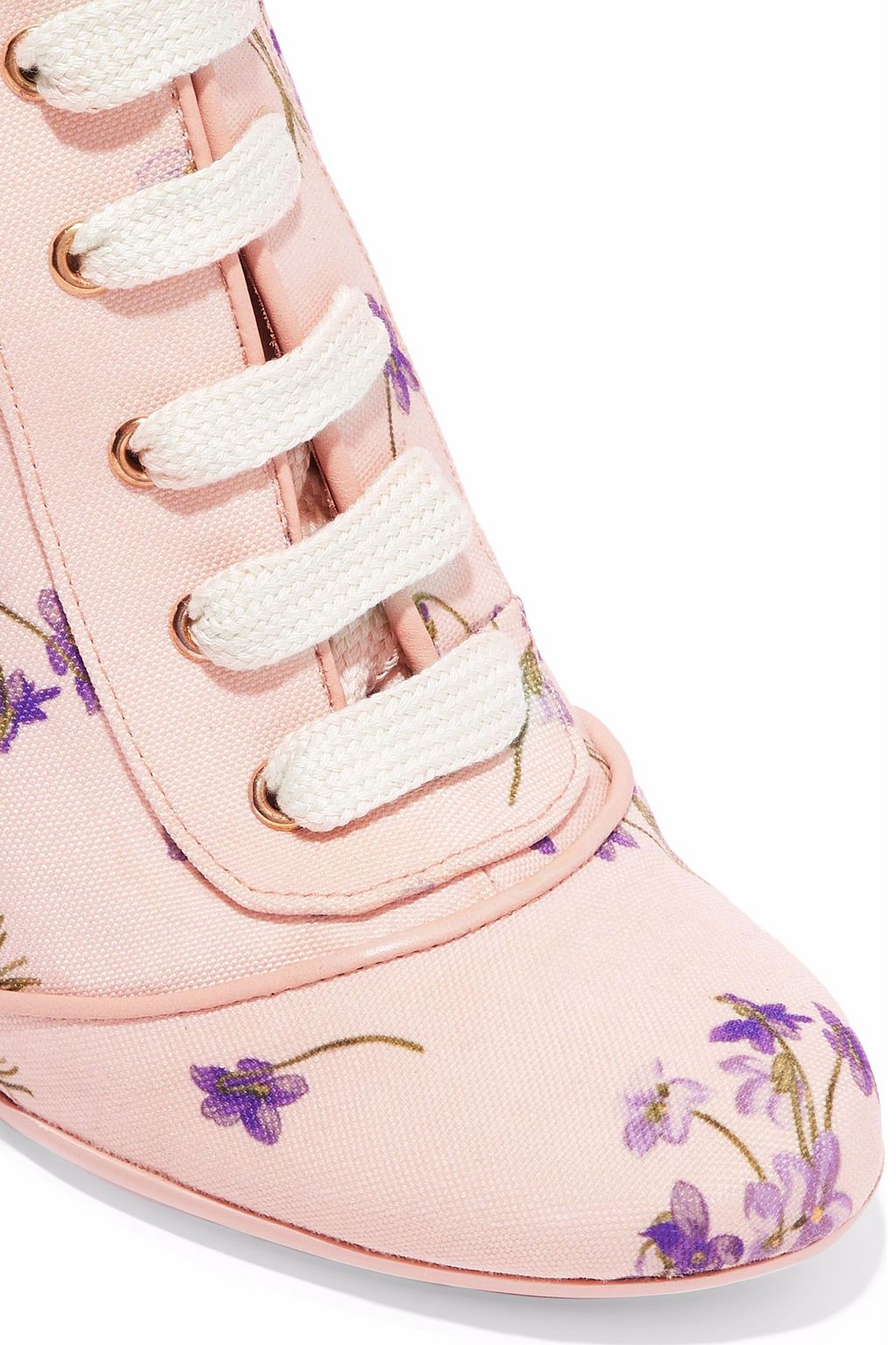 RED(V) Lace-up floral-print canvas ankle boots