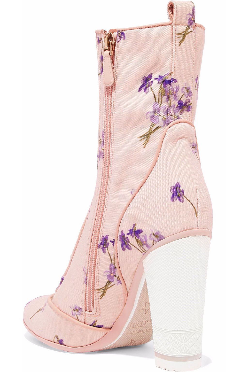 RED(V) Lace-up floral-print canvas ankle boots