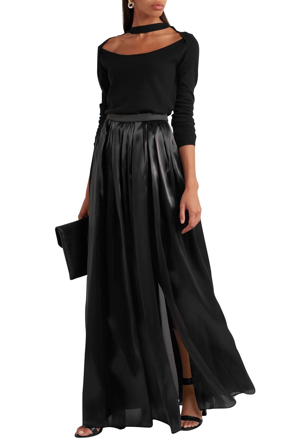 BRUNELLO CUCINELLI Pleated organza maxi skirt