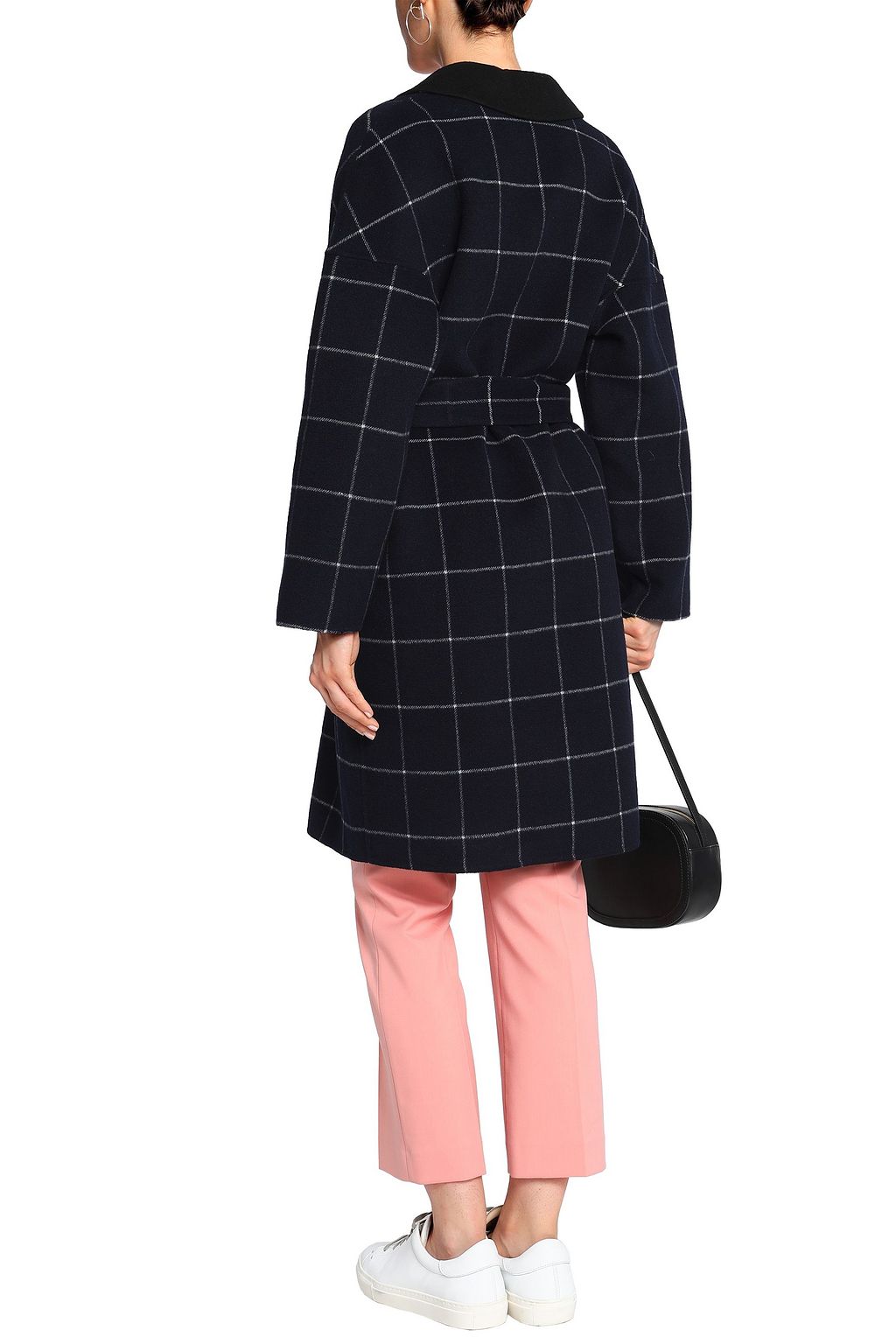 CLAUDIE PIERLOT Belted checked wool-blend felt coat