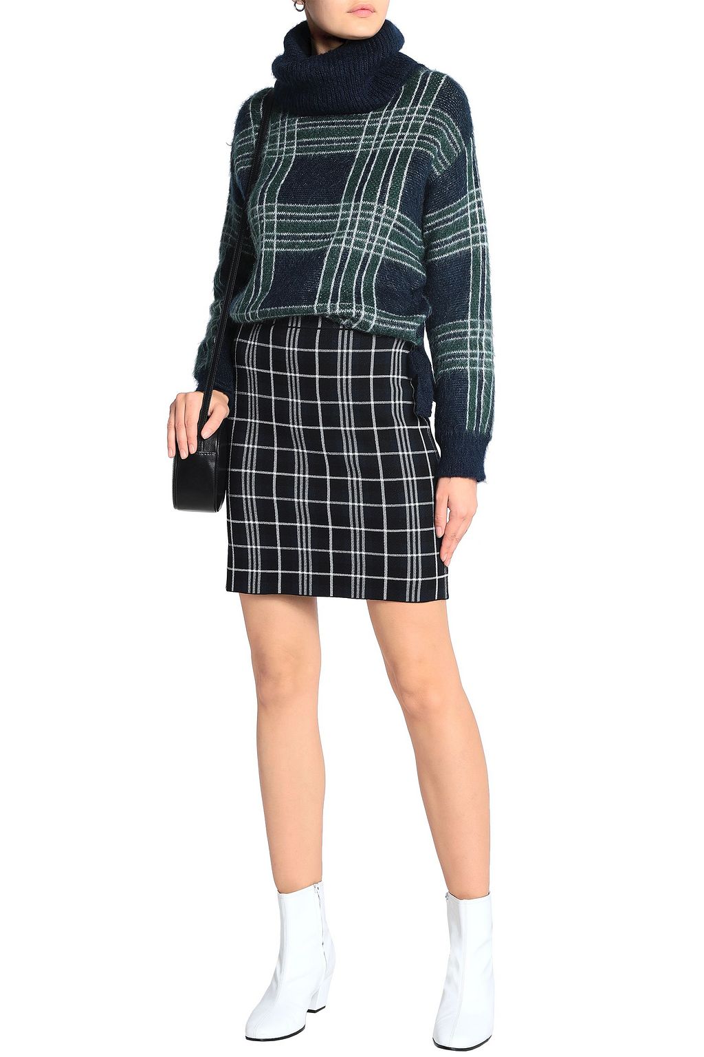 CLAUDIE PIERLOT Checked knitted turtleneck sweater