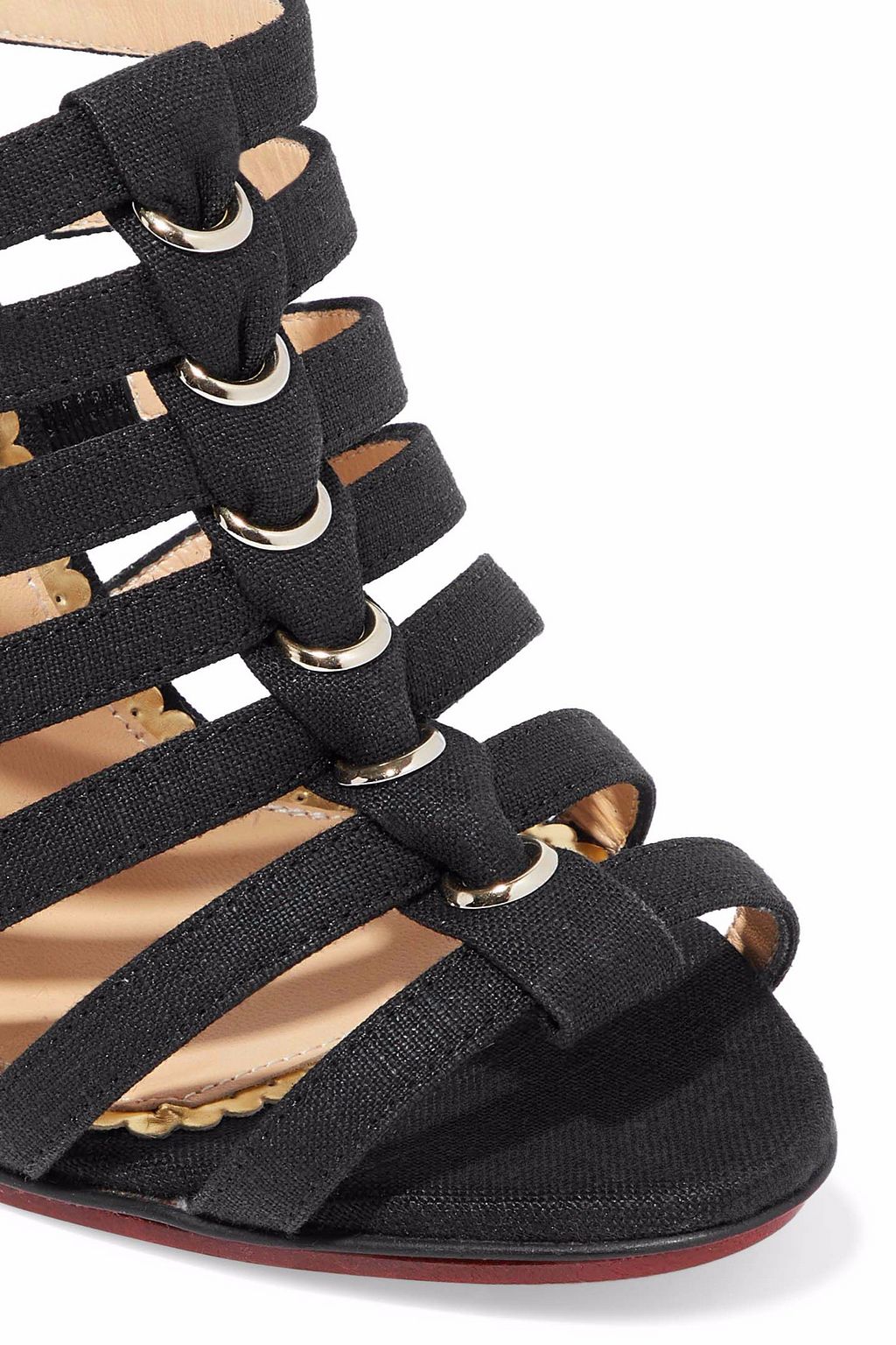 CHARLOTTE OLYMPIA Cutout canvas espadrille wedge mules