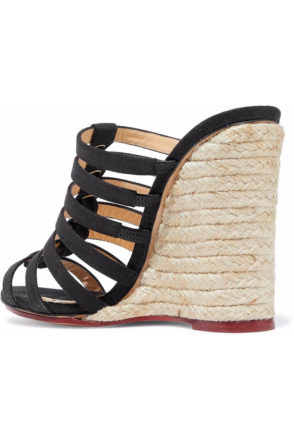 CHARLOTTE OLYMPIA Cutout canvas espadrille wedge mules