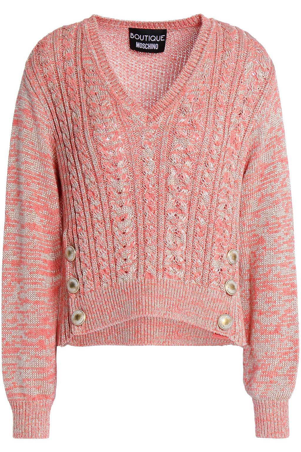 metallic cable knit sweater