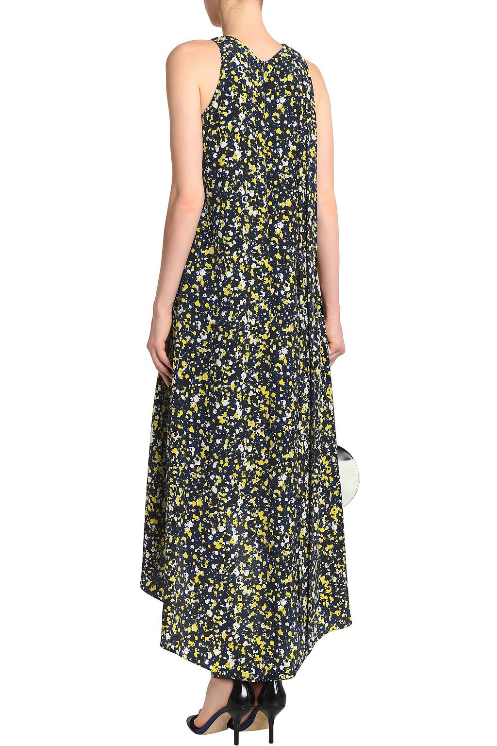 CEDRIC CHARLIER Asymmetric printed silk-faille midi dress