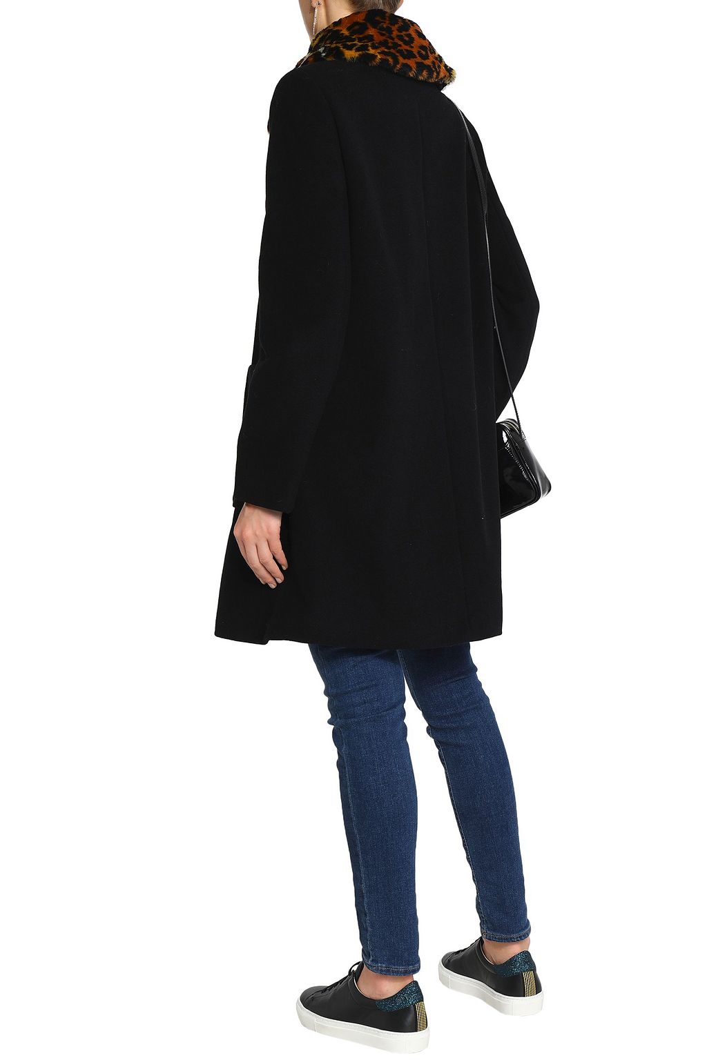 LOVE MOSCHINO Faux fur-trimmed wool-blend coat