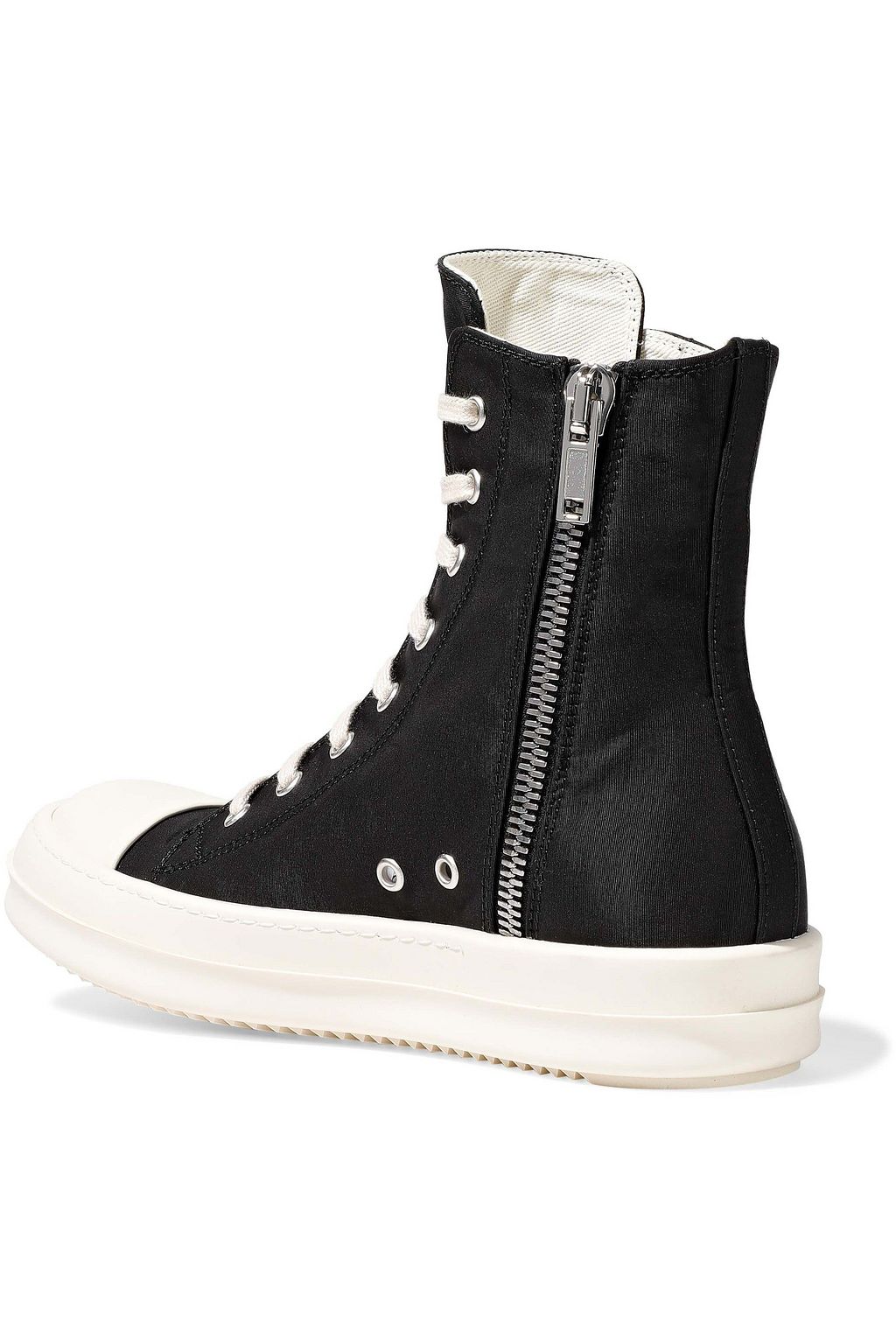 DRKSHDW BY RICK OWENS Rubber-paneled faille high-top sneakers