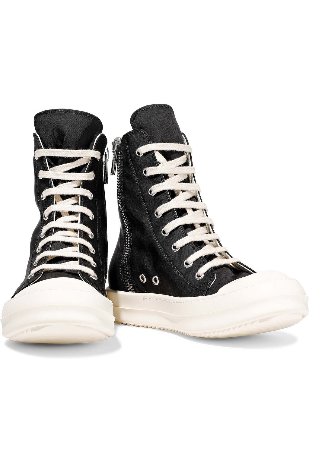 DRKSHDW BY RICK OWENS Rubber-paneled faille high-top sneakers
