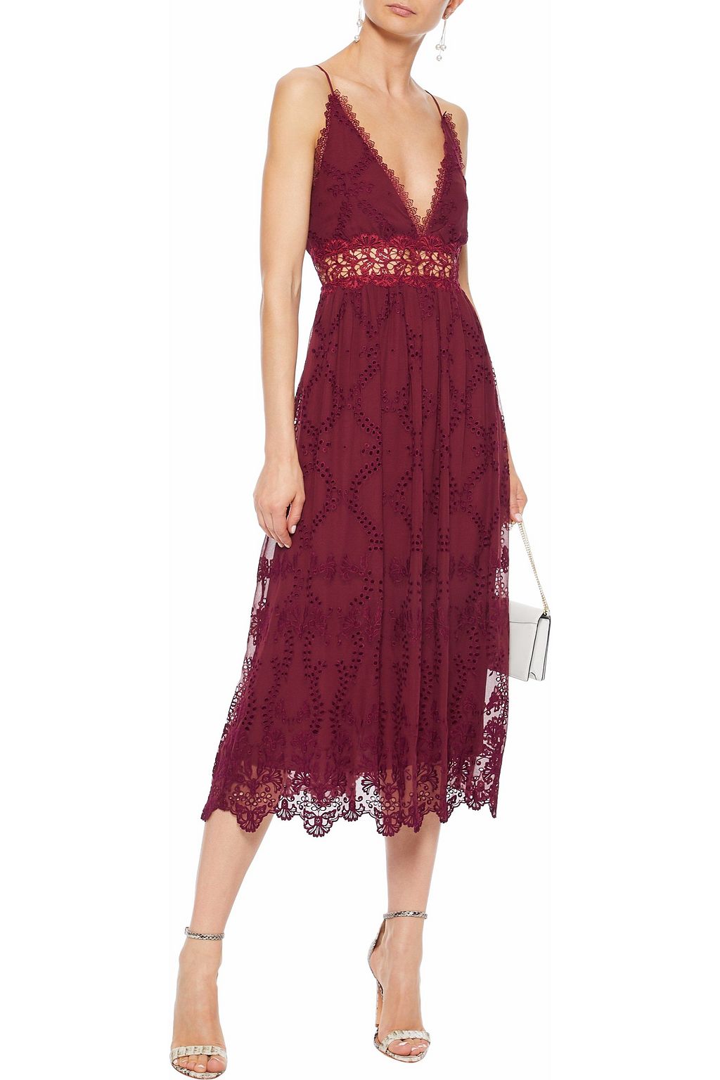 ZIMMERMANN Lace-trimmed broderie anglaise silk-chiffon midi dress